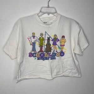 Scooby Doo Love Tribe T Shirt Women’s Size Medium White Graphic Tee Cropped